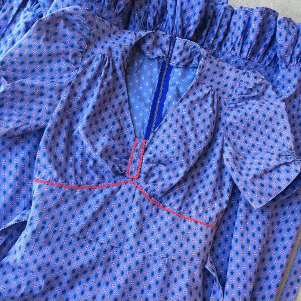 Vintage Periwinkle Ruffled Maxi Handmade Gown